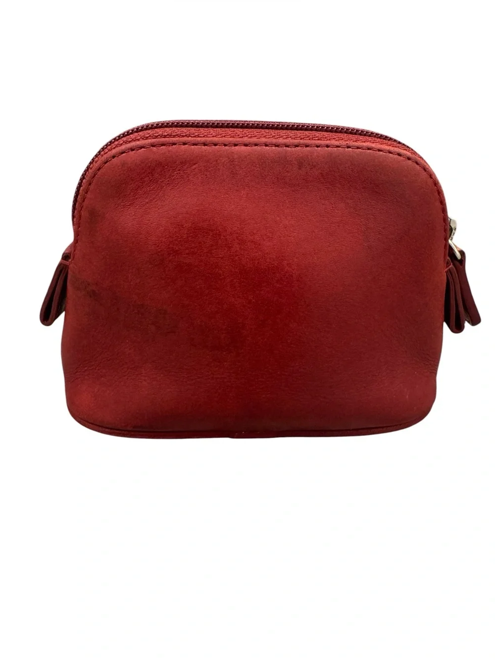 Vintage Coach Red Dome Leather Zip Mini Makeup Cosmetic Pouch **READ**